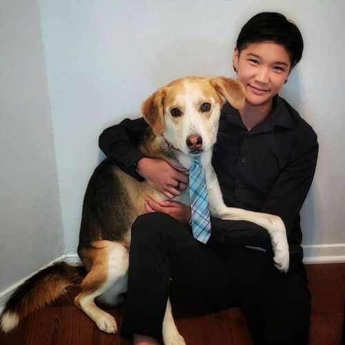 Graduating Dog Training School with foster dog